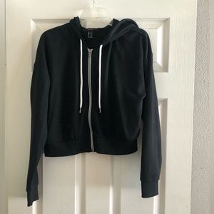 Forever 21 Cropped Black Hoodie - Sz Large